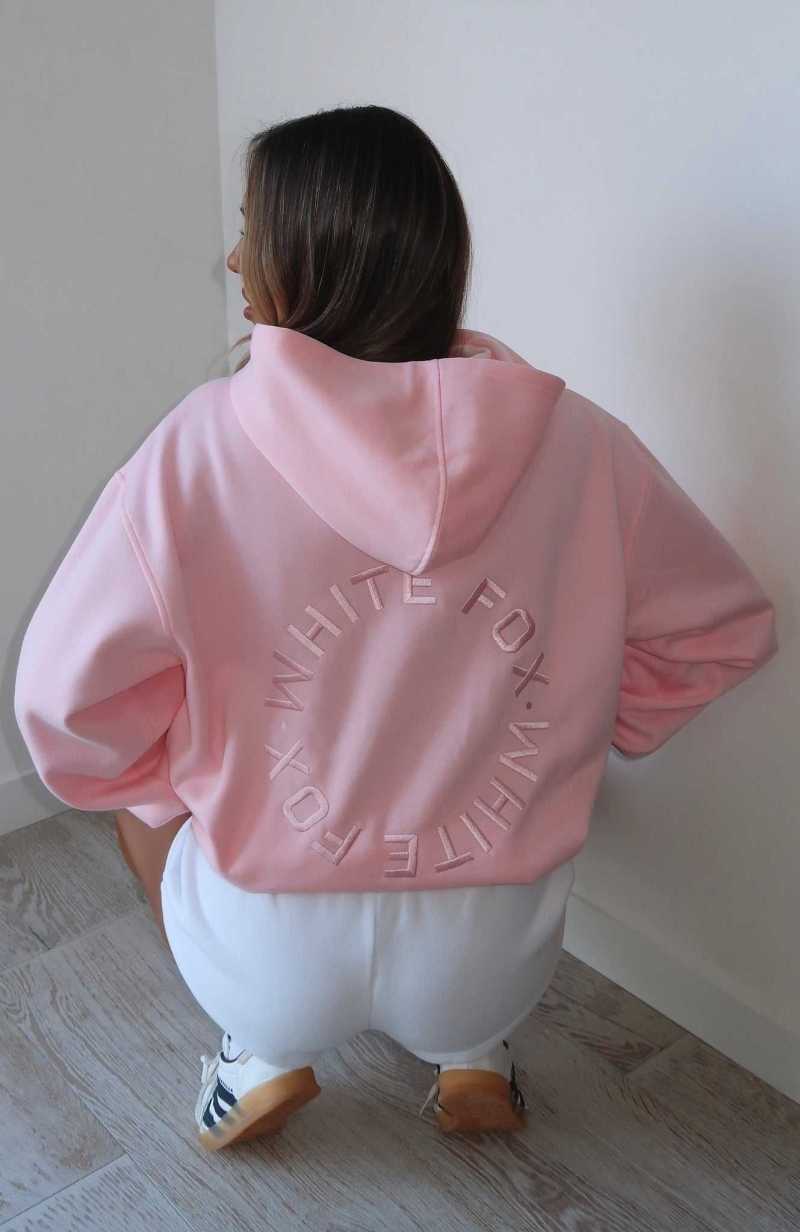 White Fox Stay Lifted Oversized Hoodie Posy | EDCMVT-796