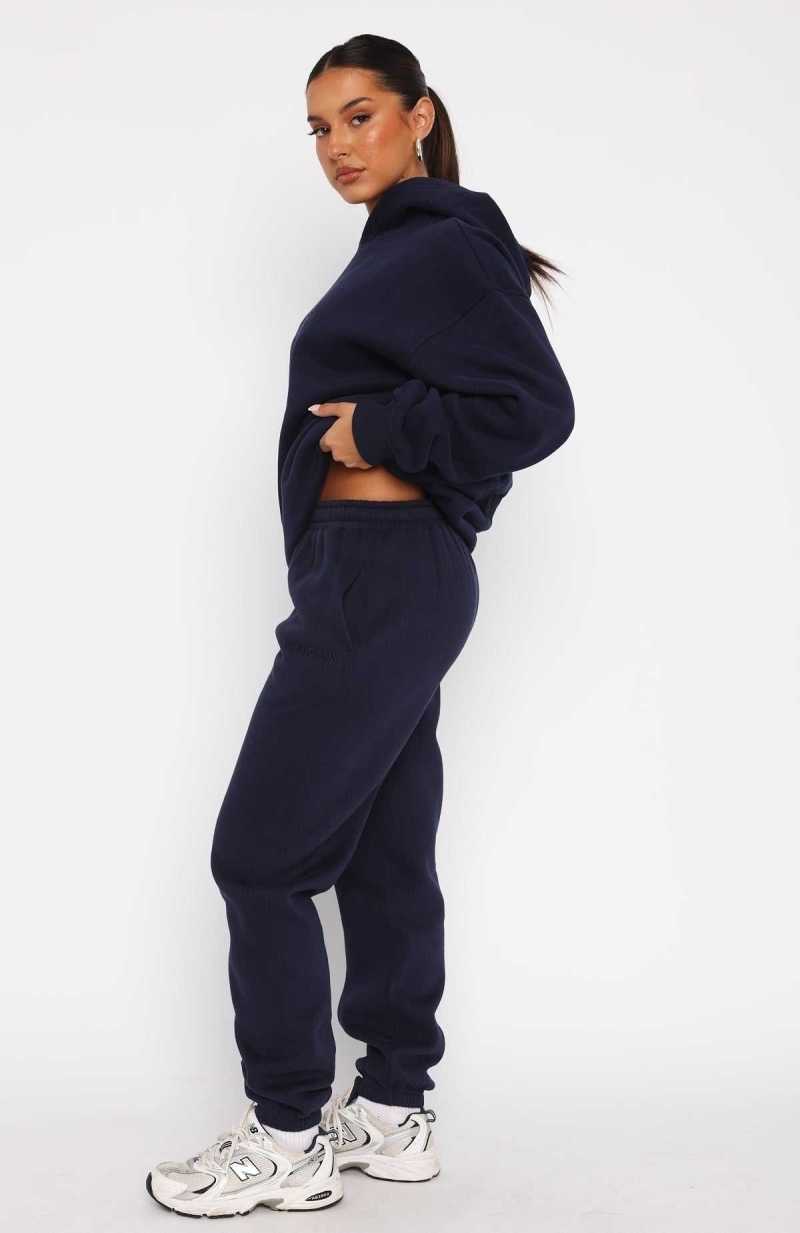 White Fox Stay Lifted Sweatpants Navy | KPGSIO-094