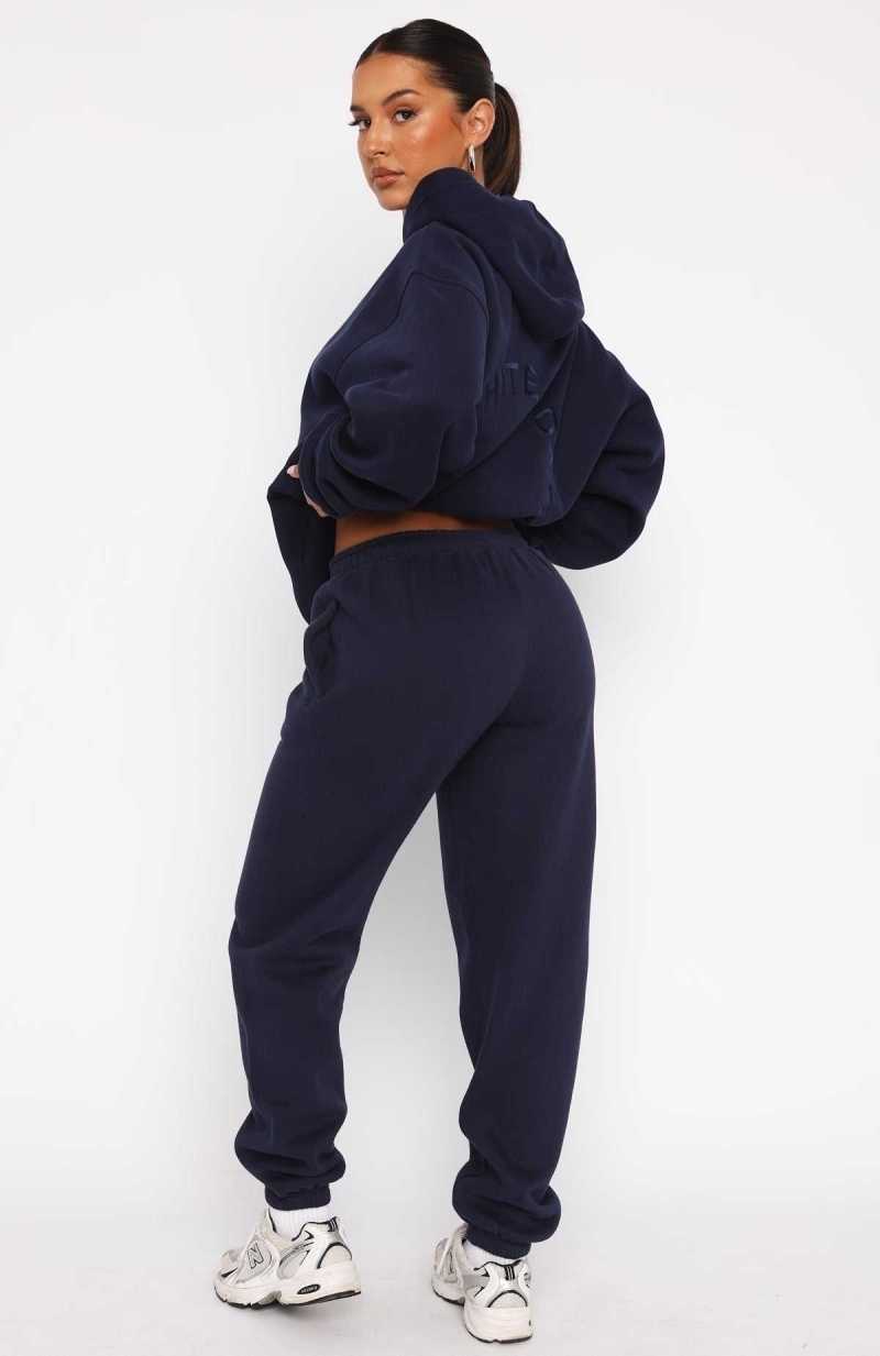 White Fox Stay Lifted Sweatpants Navy | KPGSIO-094