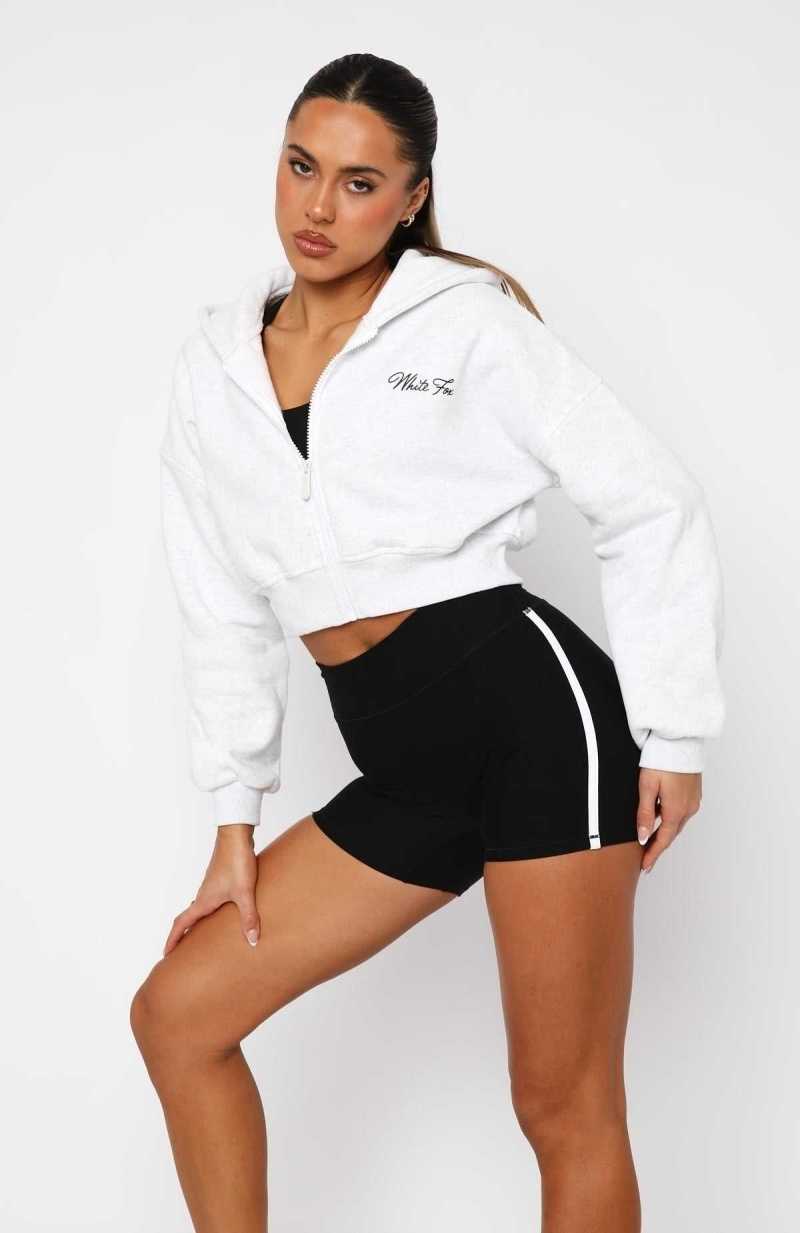 White Fox Stepping Out Cropped Hoodie Grey Marle | JSXPDI-018