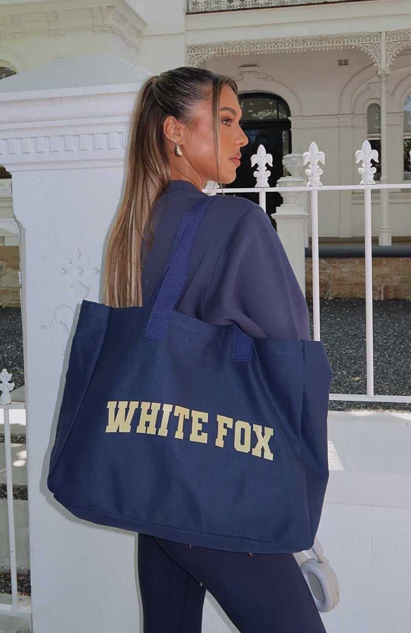 White Fox Stepping Out Tote Bag Navy | ZLIYFE-498