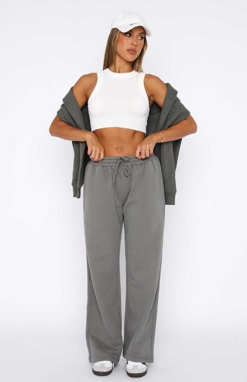 White Fox Stick With Me Wide Leg Sweatpants Slate | BTNHQV-102