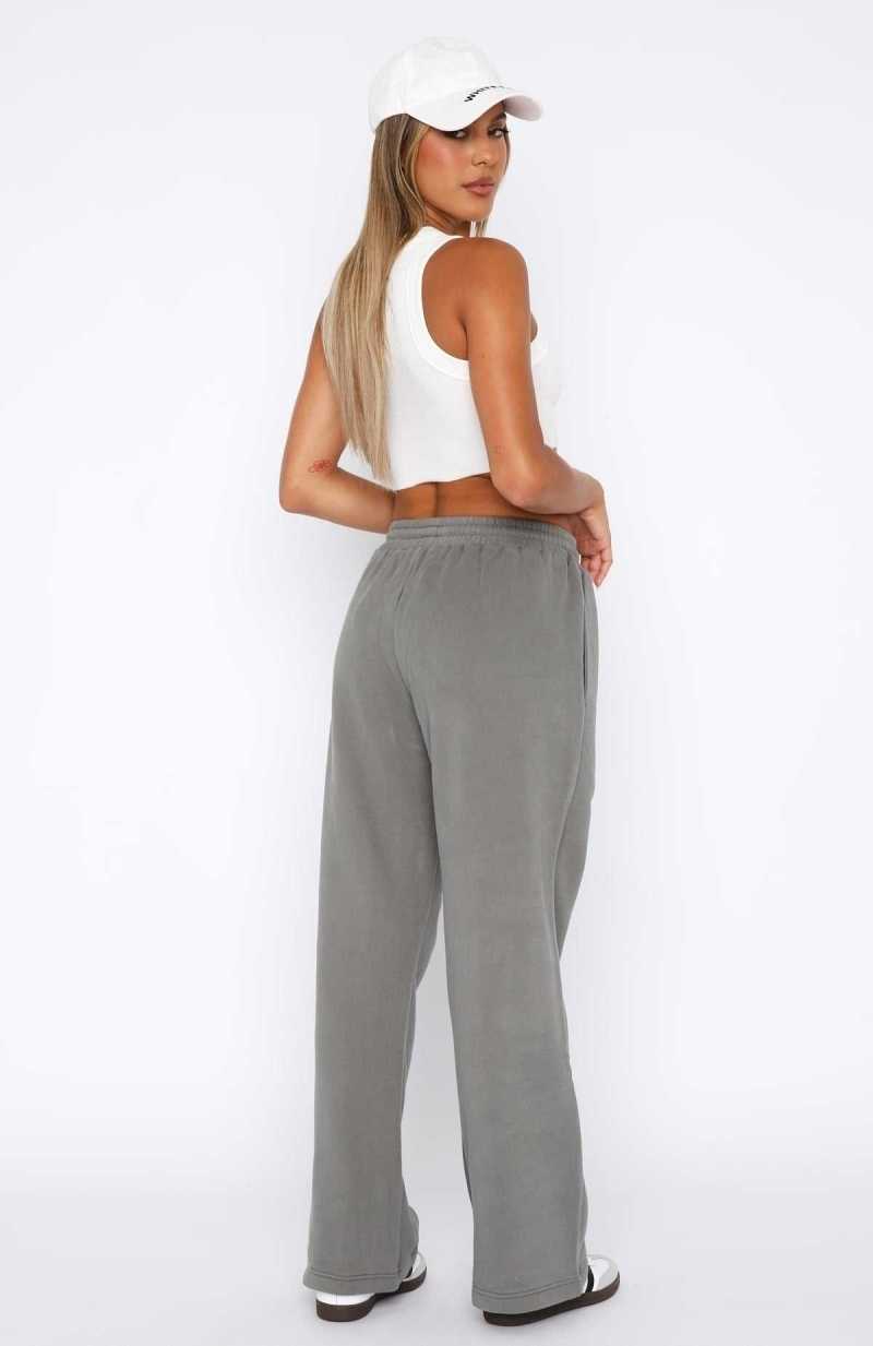 White Fox Stick With Me Wide Leg Sweatpants Slate | BTNHQV-102