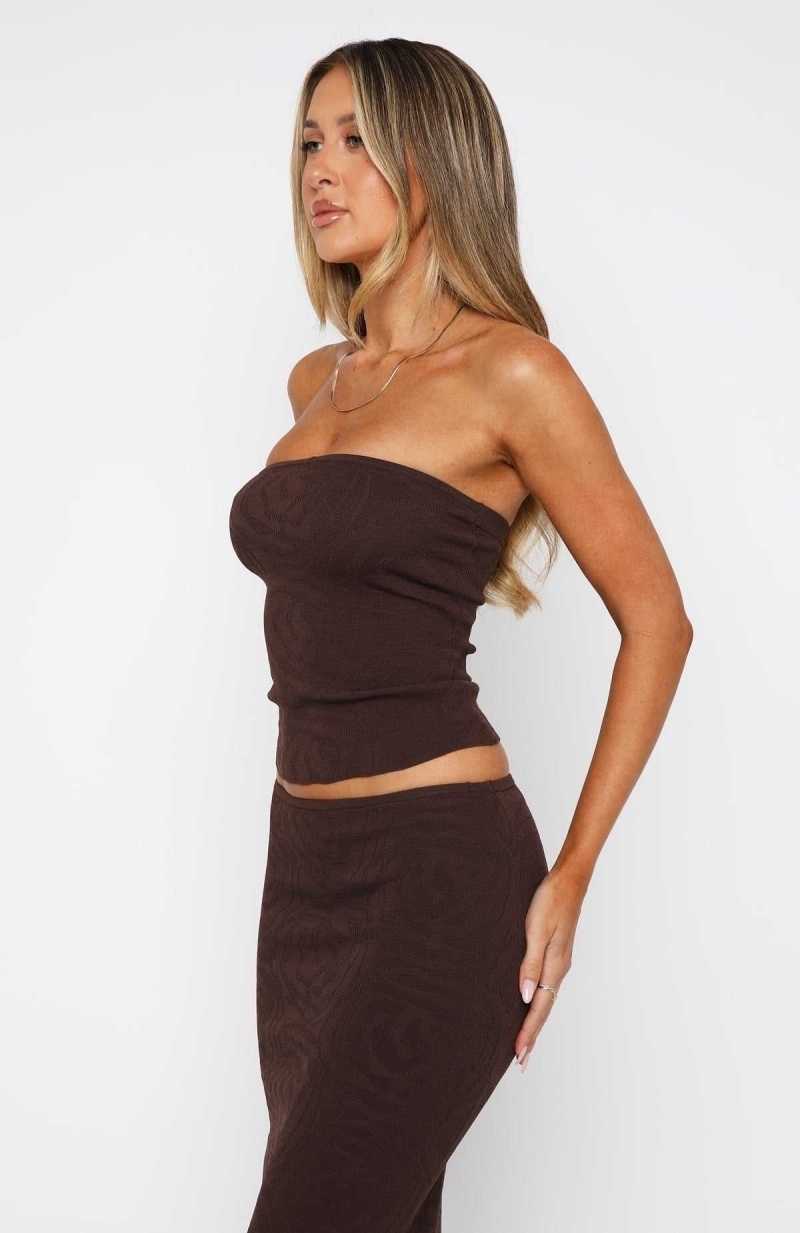 White Fox Still In Love With You Strapless Top Chocolate | VRLCPO-276