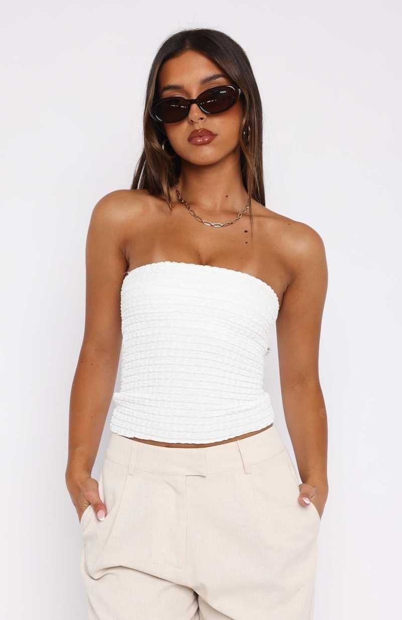 White Fox Stroke Of Luck Strapless Top White | PRLFYC-210