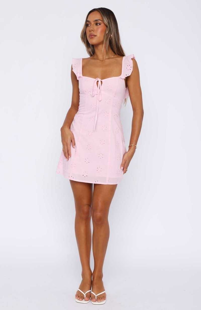 White Fox Summer Crush Mini Dress Baby Pink | LXDJUF-076