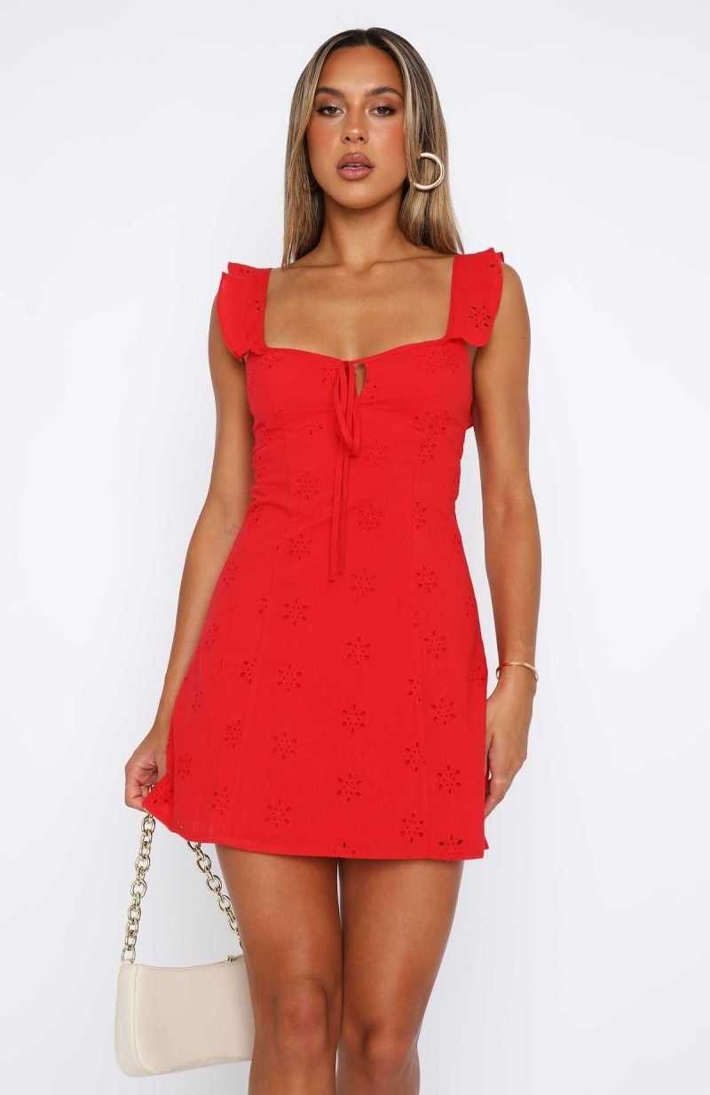 White Fox Summer Crush Mini Dress Red | XGISHO-149