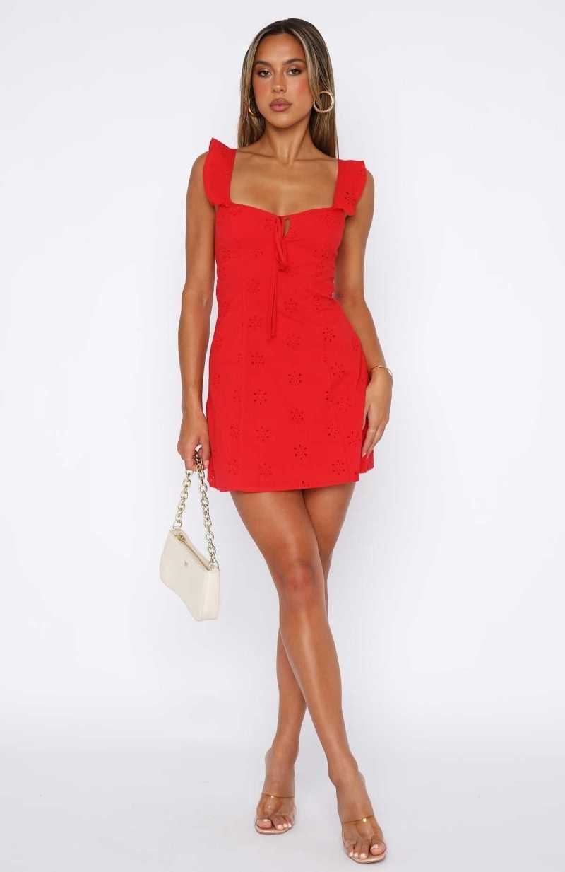 White Fox Summer Crush Mini Dress Red | XGISHO-149