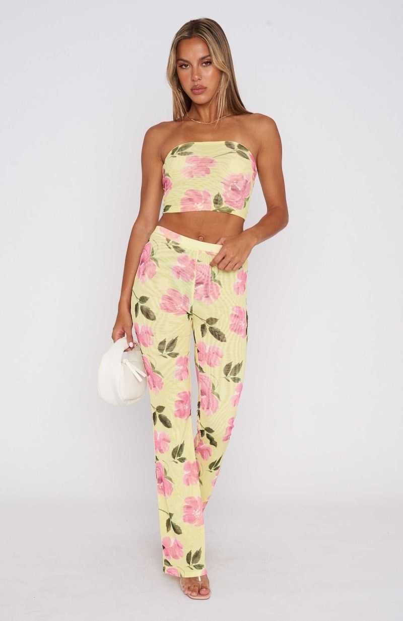 White Fox Summer In The City Pants Lemon Rose | DYVXZJ-865