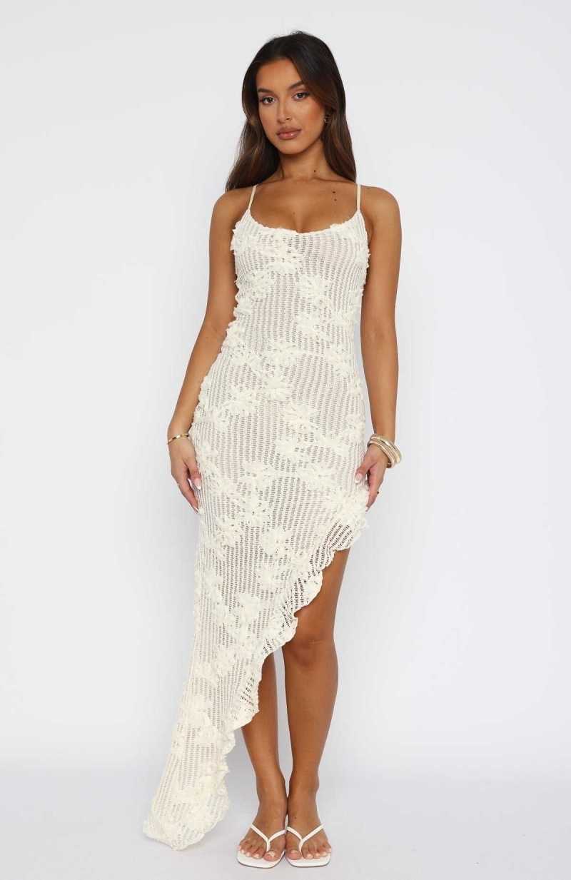 White Fox Summer Time Sadness Maxi Dress Cream | GVXAKN-643