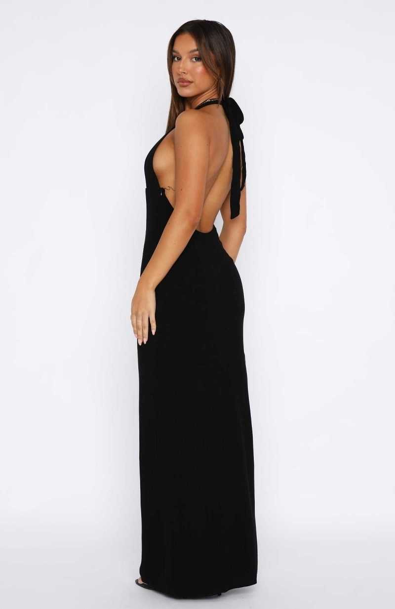 White Fox Sun Kissed Glow Maxi Dress Black | XUKAQV-692