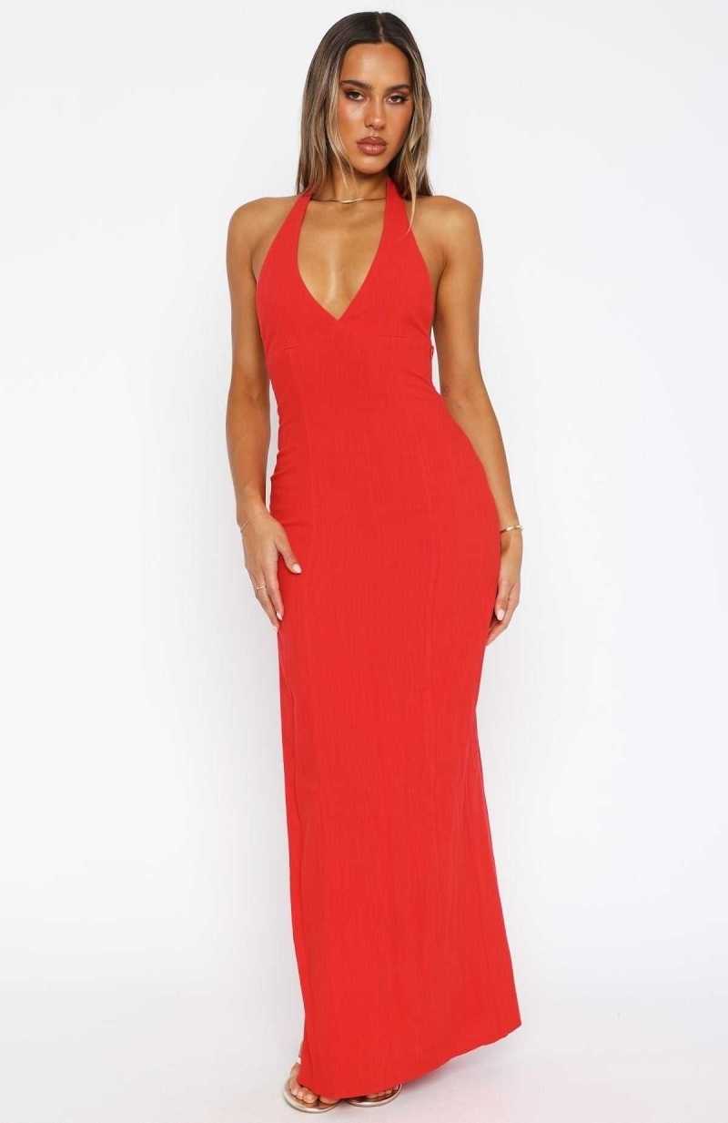 White Fox Sun Kissed Glow Maxi Dress Red | LNCAVU-495