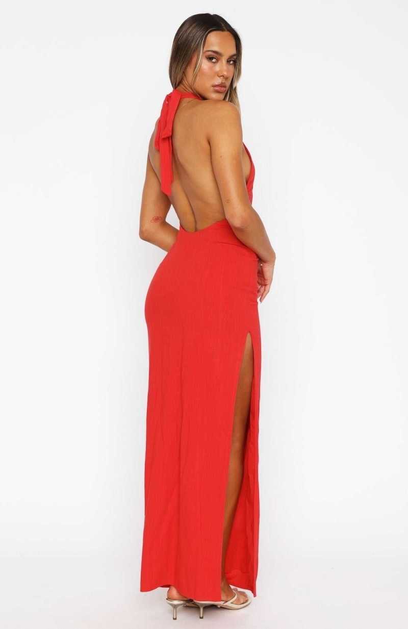 White Fox Sun Kissed Glow Maxi Dress Red | LNCAVU-495