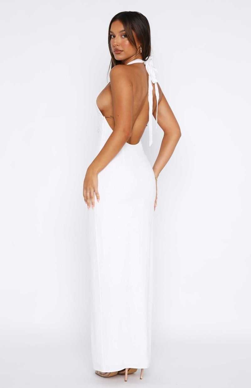 White Fox Sun Kissed Glow Maxi Dress White | ODQZKB-025