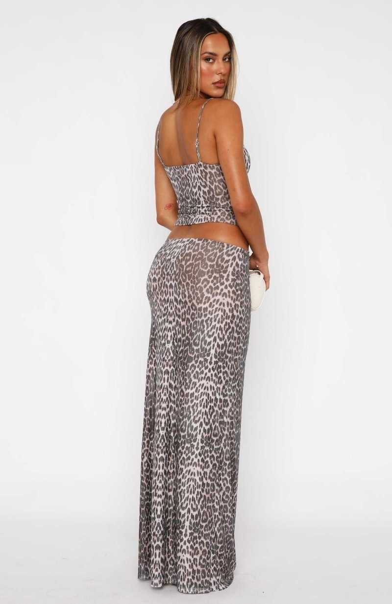 White Fox Sunset Girl Maxi Skirt Leopard | HLEZXU-256