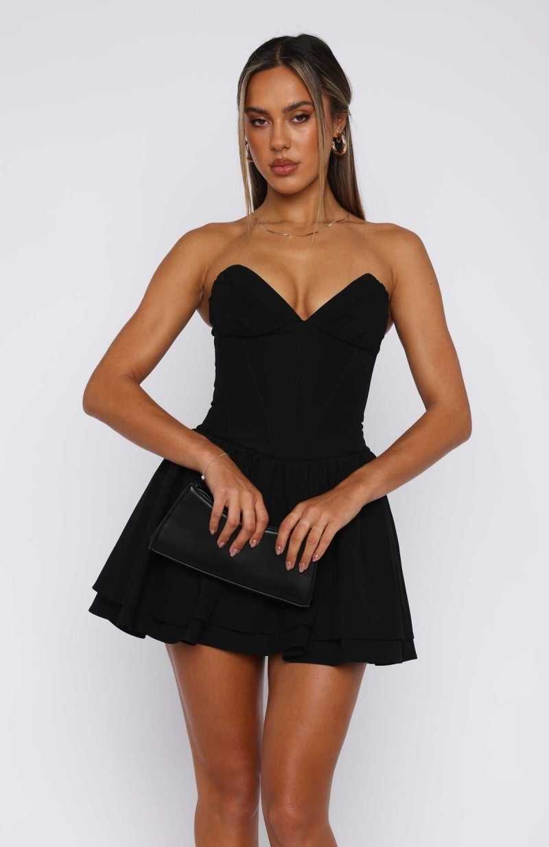 White Fox Sunset Stunner Mini Dress Black | QDWTOJ-549