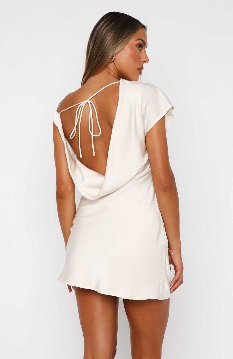 White Fox Supernova Mini Dress Oyster | STQECV-796