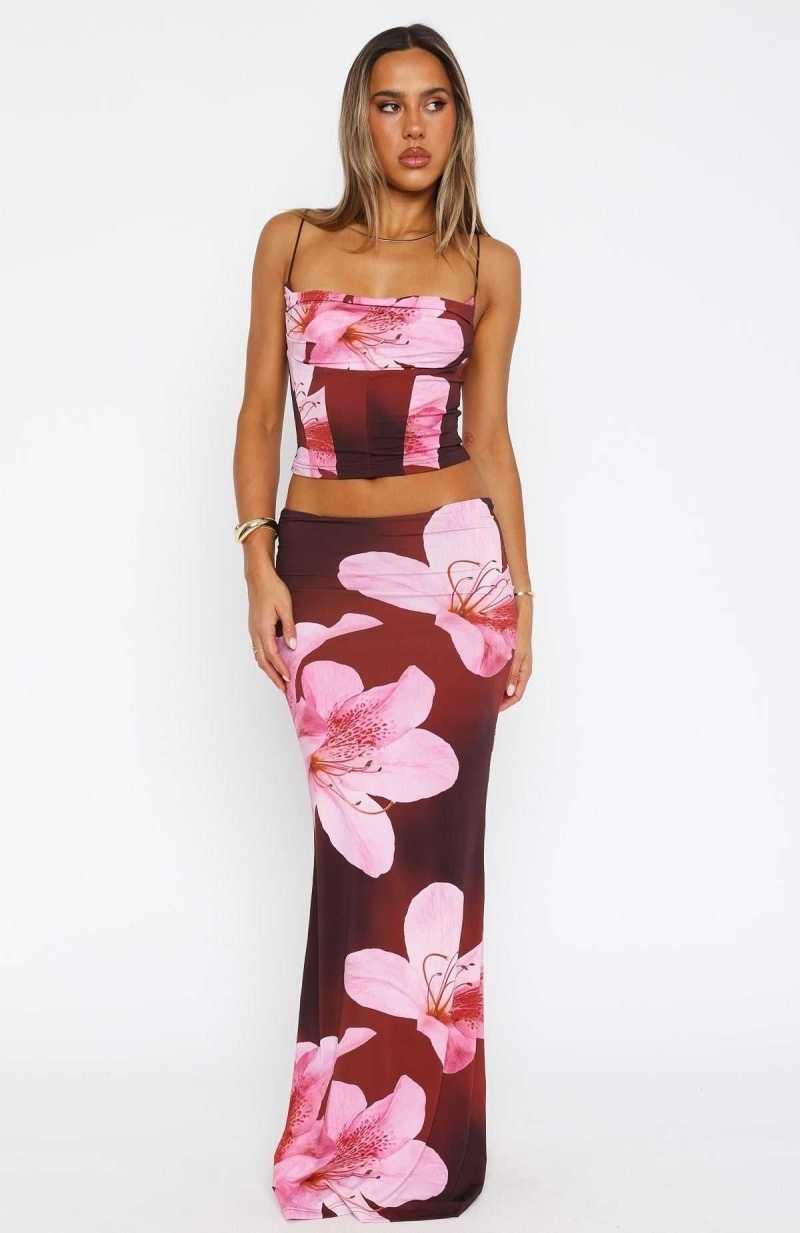 White Fox Sweet Salutations Maxi Skirt Lily Blossoms | YNEZDI-791