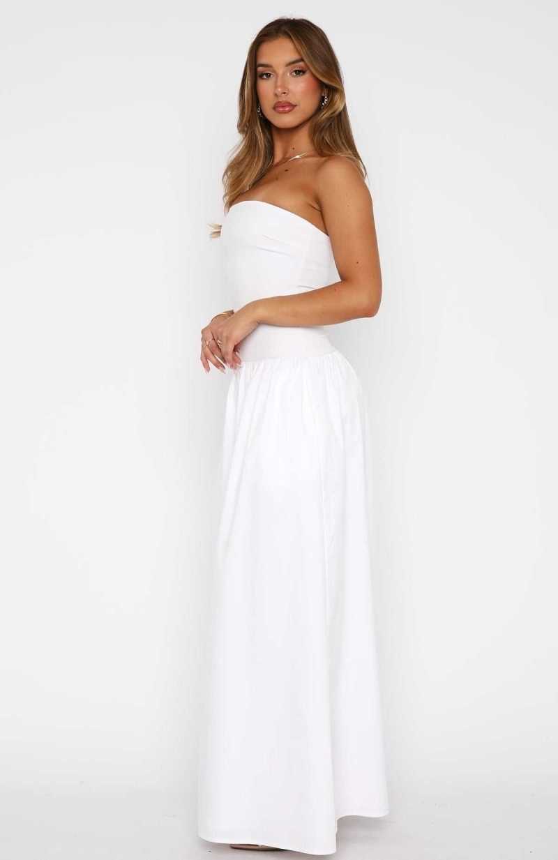 White Fox Take Back Maxi Dress White | PYDBQM-936