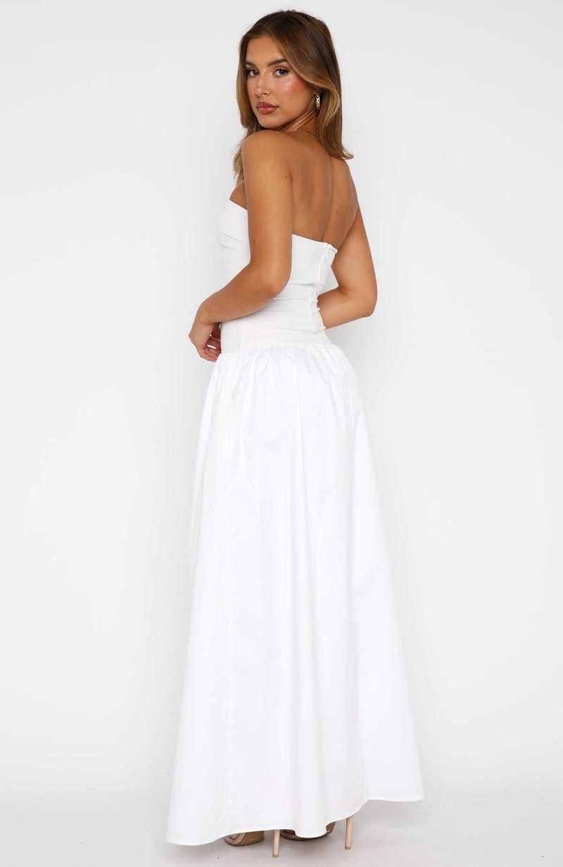 White Fox Take Back Maxi Dress White | PYDBQM-936