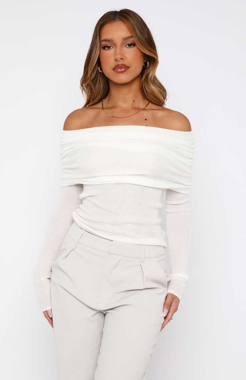 White Fox Take The Reigns Long Sleeve Top Off White | PBMYRJ-495