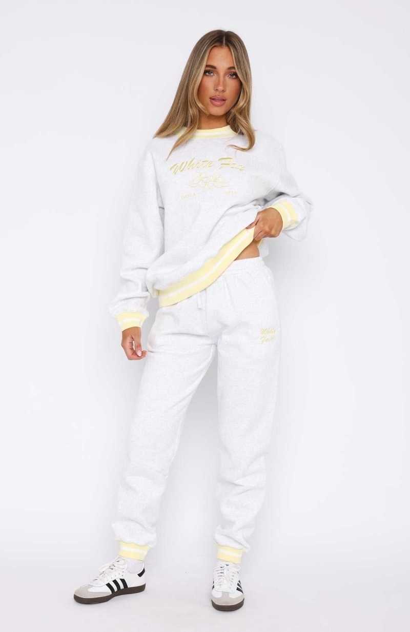 White Fox Taking A Break Sweatpants Grey Marle | UPEWNH-085