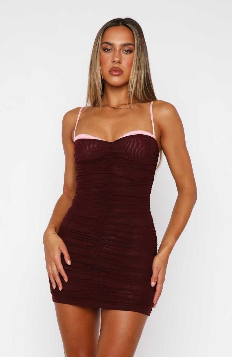 White Fox Taking Lead Mini Dress Burgundy | QNBSEZ-328