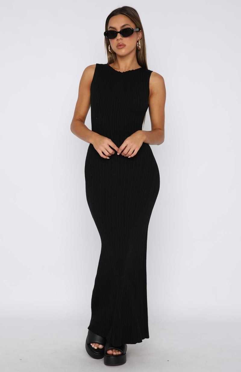 White Fox Tami Maxi Dress Black | ZYTKQL-761