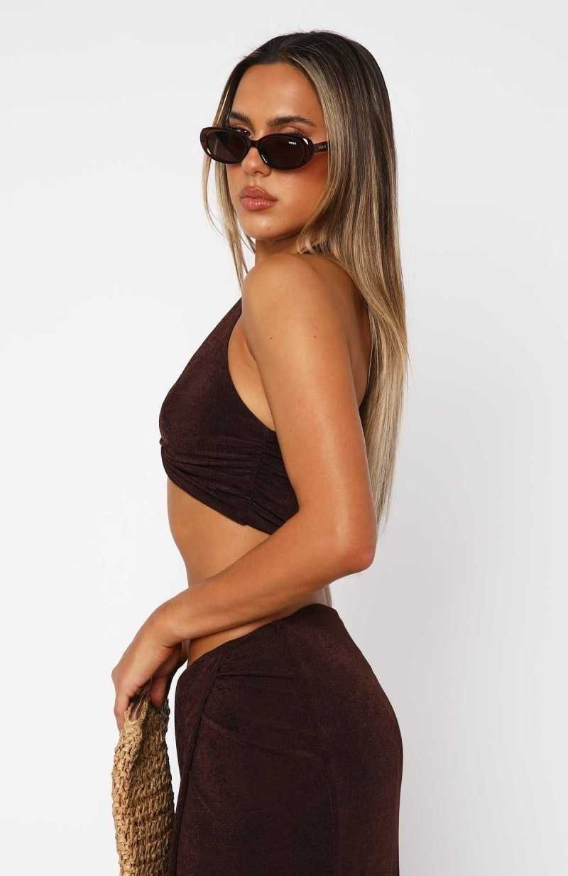 White Fox Te Amo Halter Top Chocolate | DVMFBH-307