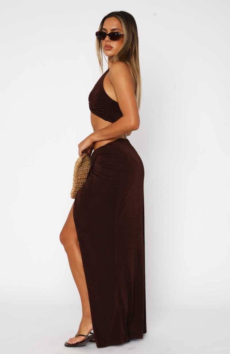 White Fox Te Amo Maxi Skirt Chocolate | LXSTKH-836