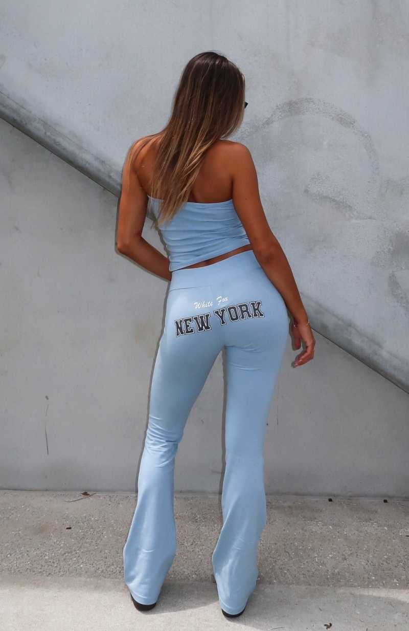 White Fox Team New York Flare Pants Dusty Blue | HZRKIS-631