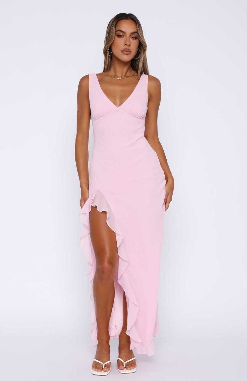 White Fox Tell Me Everything Maxi Dress Pink | OJXREK-427