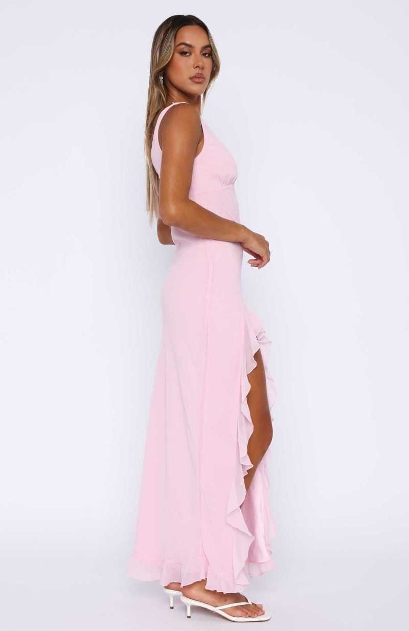 White Fox Tell Me Everything Maxi Dress Pink | OJXREK-427