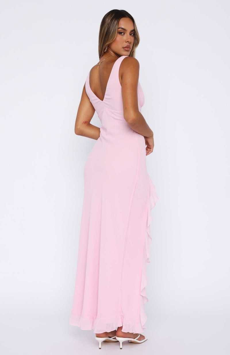 White Fox Tell Me Everything Maxi Dress Pink | OJXREK-427