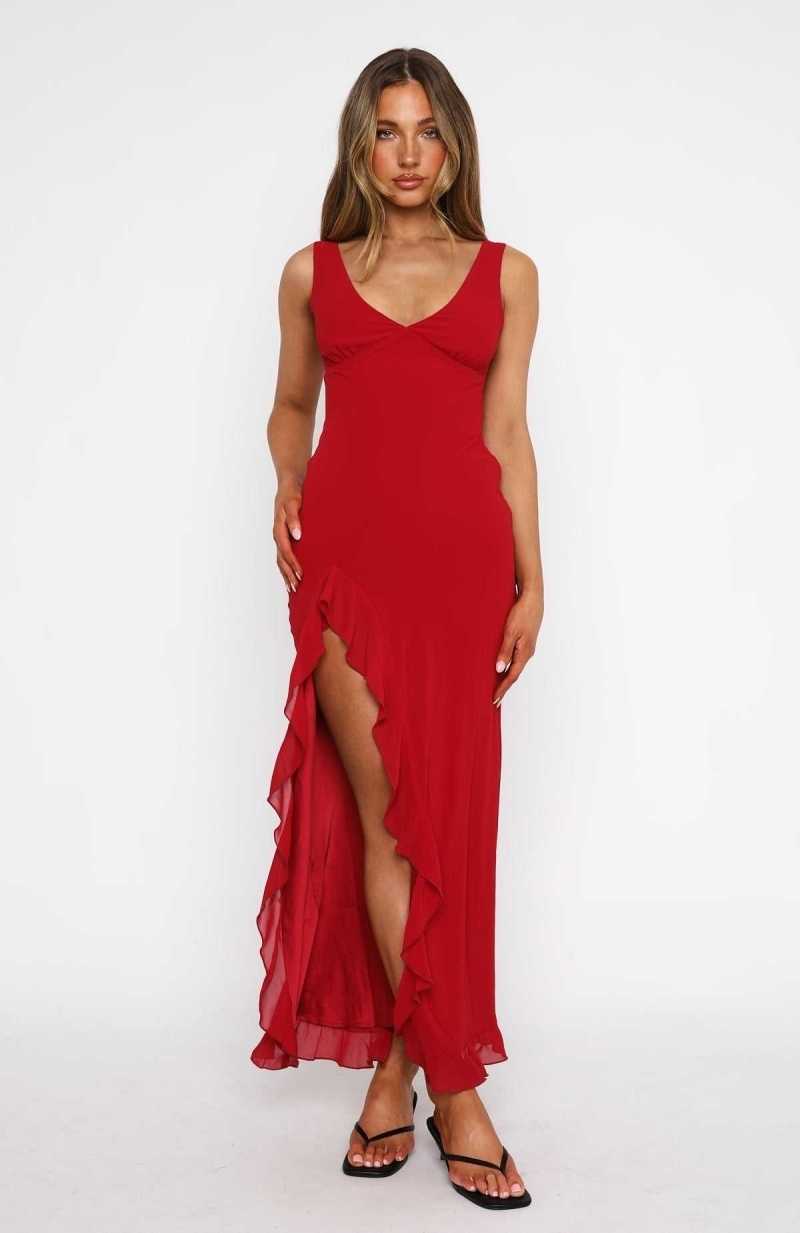 White Fox Tell Me Everything Maxi Dress Wine | UNHMCT-041