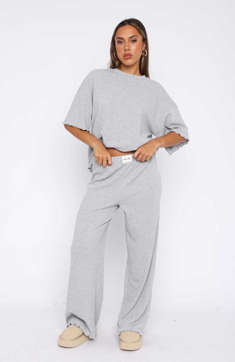 White Fox Tell You Everything Pyjama Pants Grey Marle | YSTKMX-102