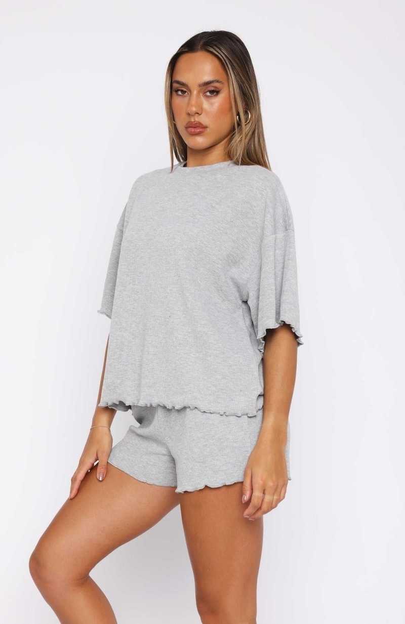 White Fox Tell You Everything Pyjama Top Grey Marle | WDESCT-678