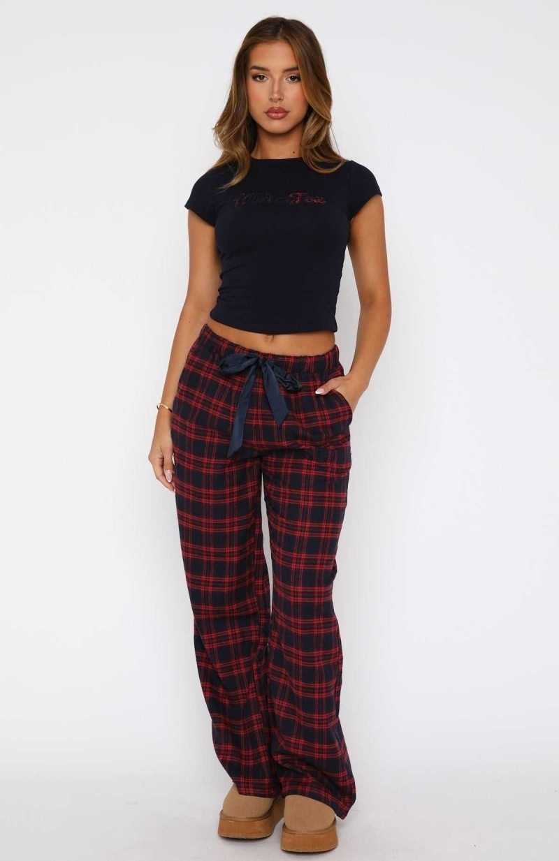 White Fox That Time Of Year Pyjama Pants Red/Navy | YEKMIA-915