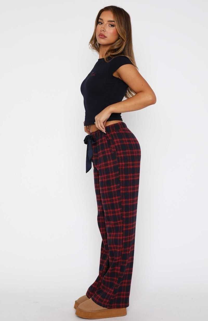 White Fox That Time Of Year Pyjama Pants Red/Navy | YEKMIA-915