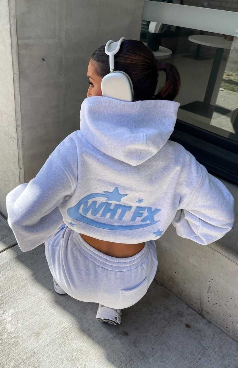 White Fox The Main Star Oversized Hoodie Grey Marle | NJSRUV-865