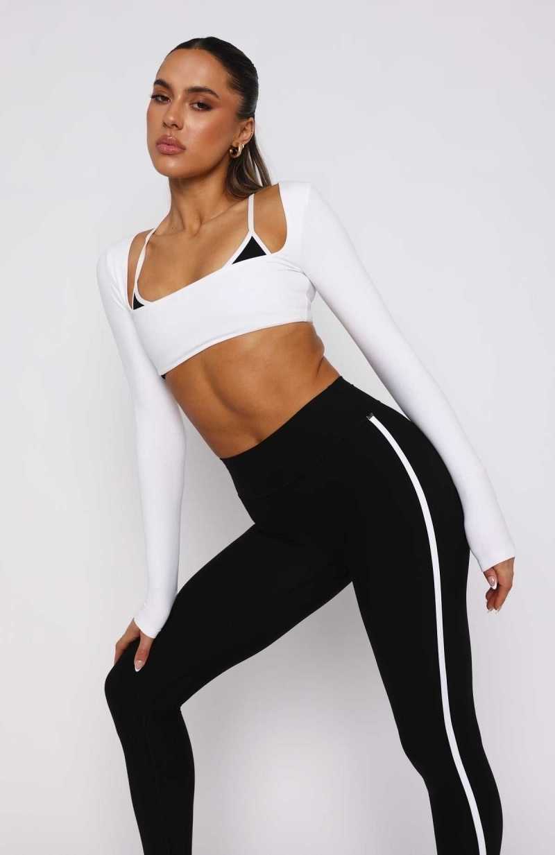 White Fox Thriving Long Sleeve Crop White | GCYZPQ-092