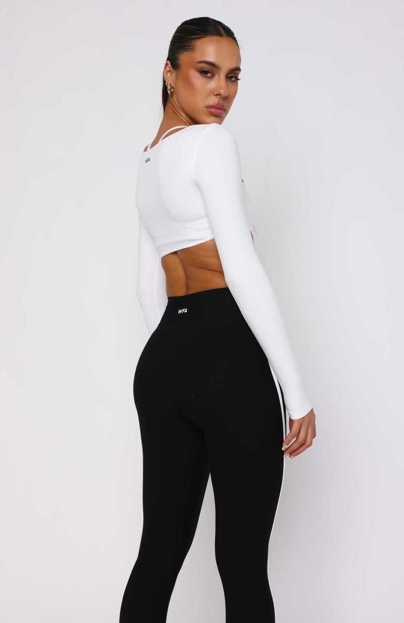 White Fox Thriving Long Sleeve Crop White | GCYZPQ-092