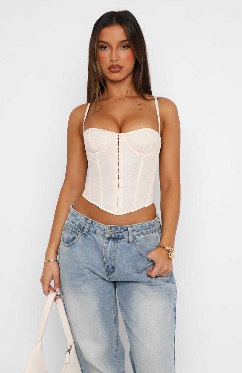 White Fox Too Late Bustier Cream | YFJKNO-410