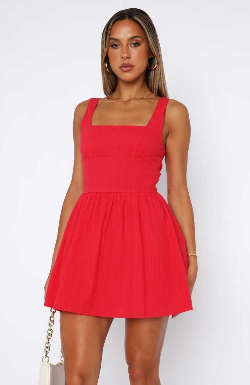 White Fox Trending Now Mini Dress Red | ISAGPO-319