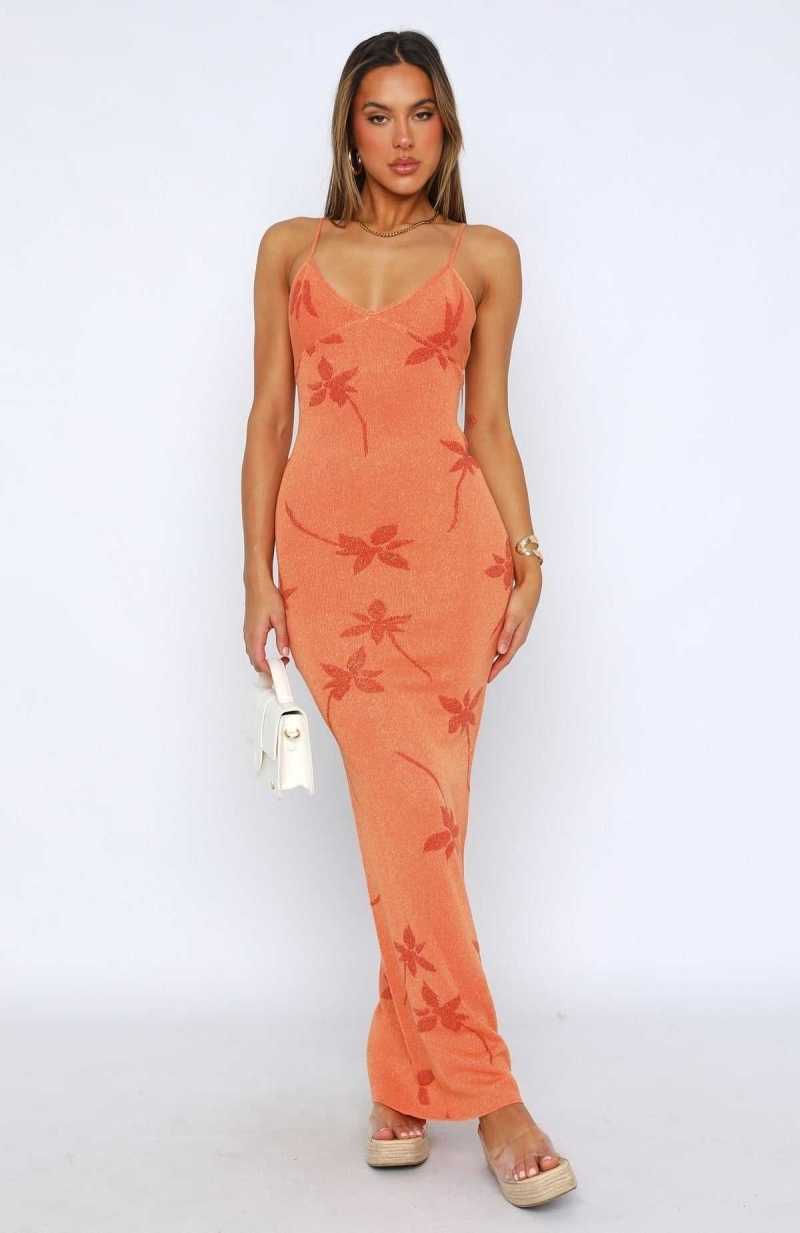 White Fox Trust Issues Maxi Dress Orange | FQNJBU-183