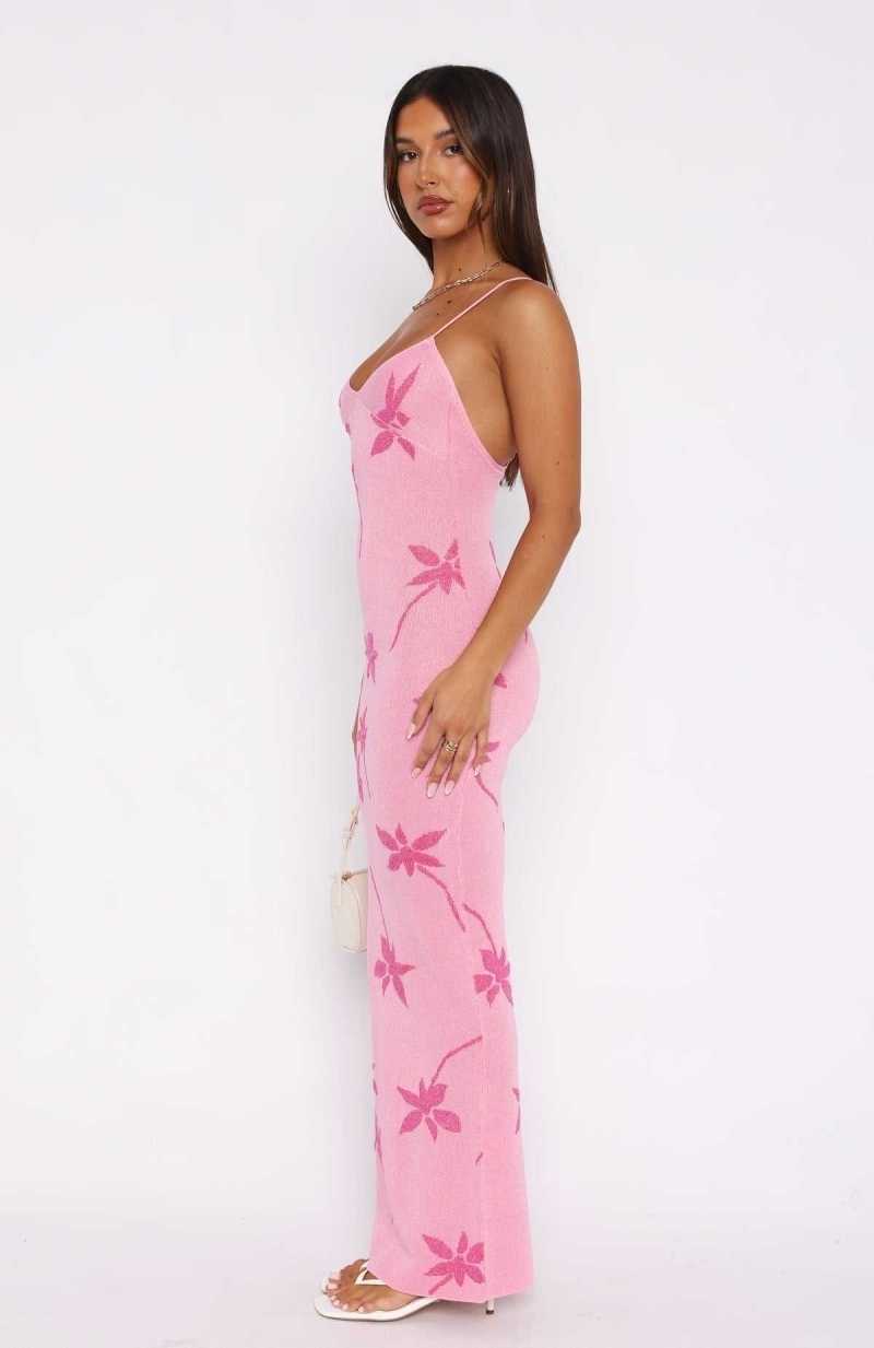 White Fox Trust Issues Maxi Dress Pink | OTIZBP-048