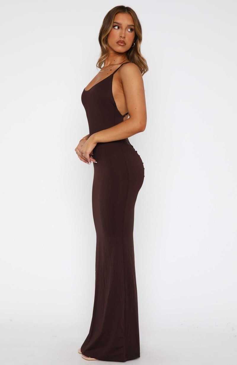 White Fox Vacation Vibes Maxi Dress Chocolate | MIWZUD-769