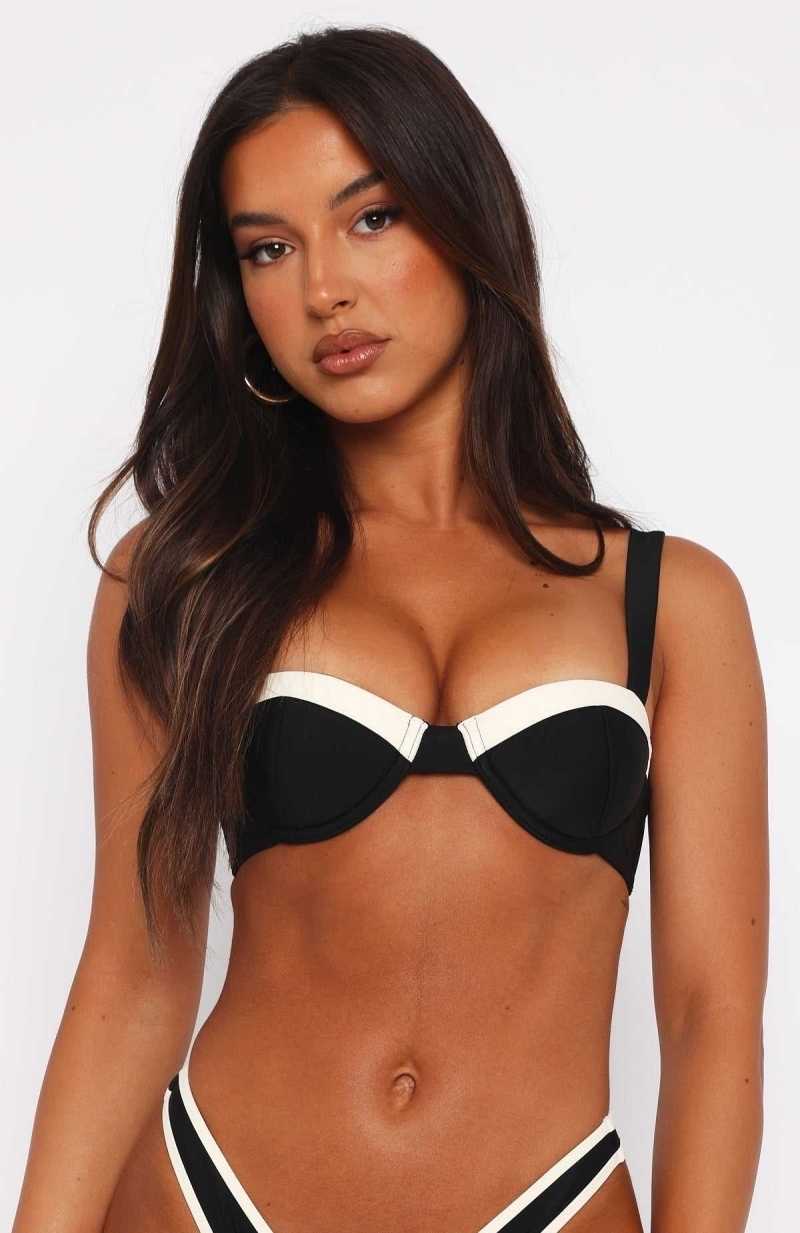 White Fox Vaucluse Bikini Top Black/White | MASKUP-430