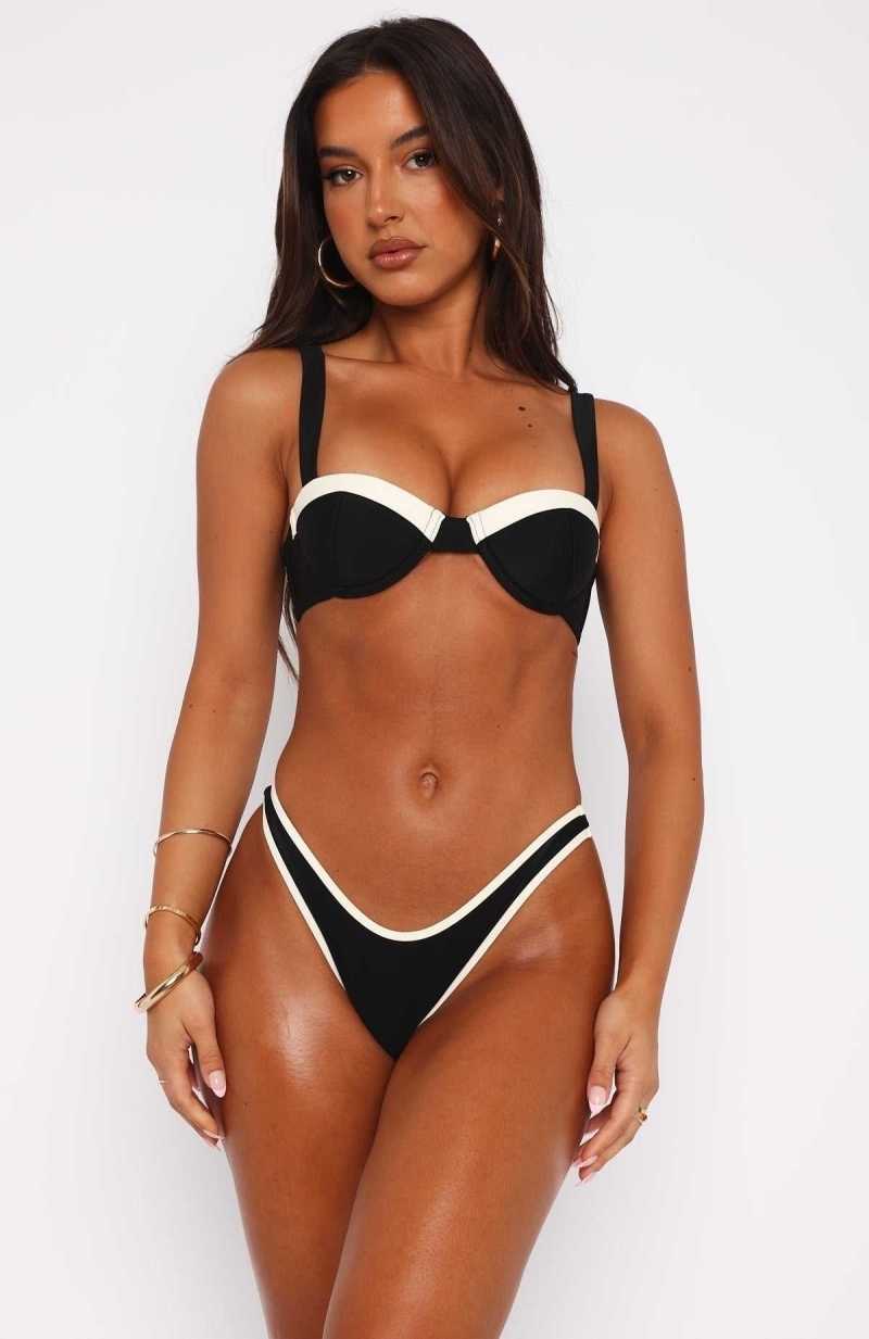 White Fox Vaucluse Bikini Top Black/White | MASKUP-430