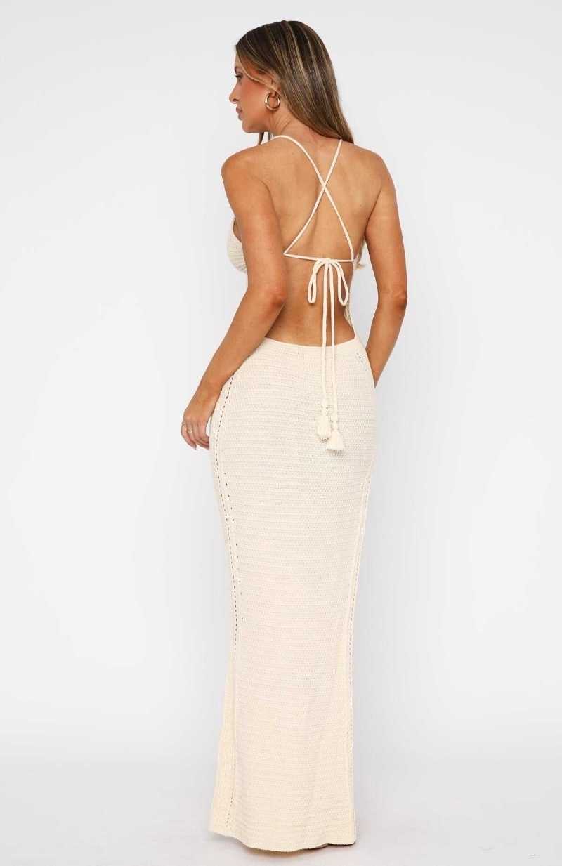 White Fox Wave Rider Maxi Dress Off White | ZCDNXL-608